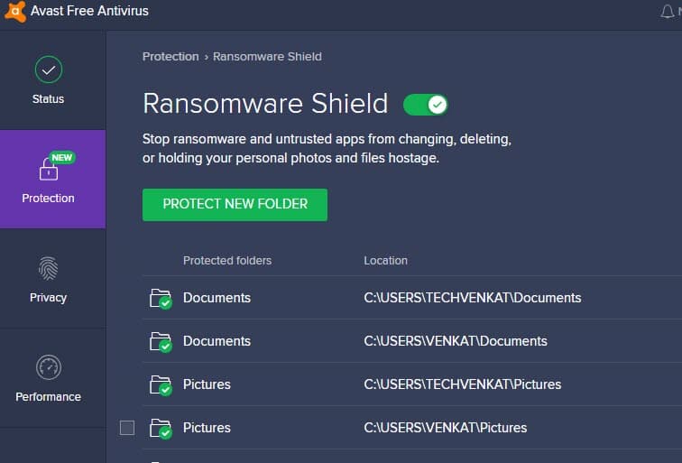 avast ransomeware Protect-New-Folder