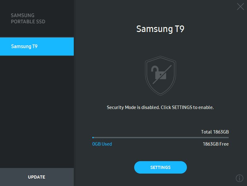 Samsung Portable SSD T9 softver
