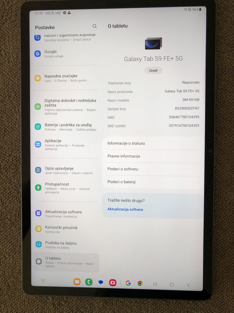 Galaxy Tab S9 FE+ specifikacija