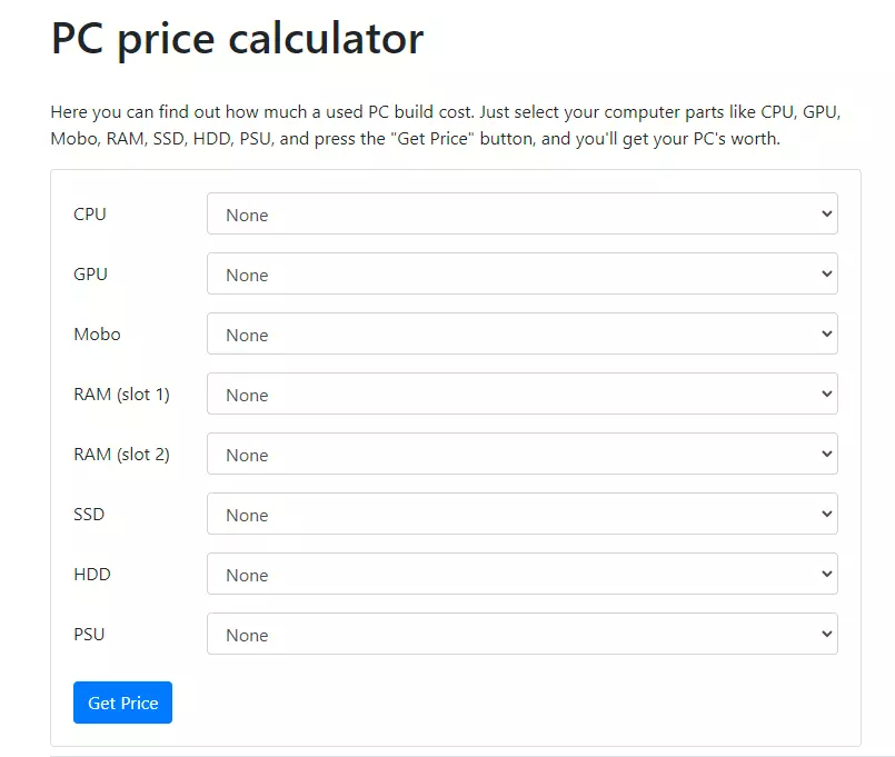 pc price calculator